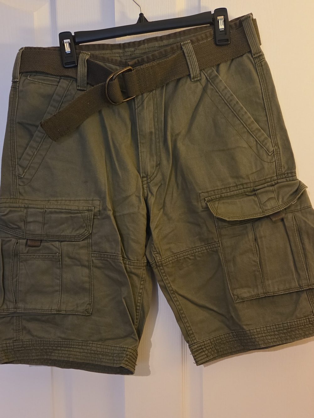 Levi's Olive Cargo Shorts with Web Belt